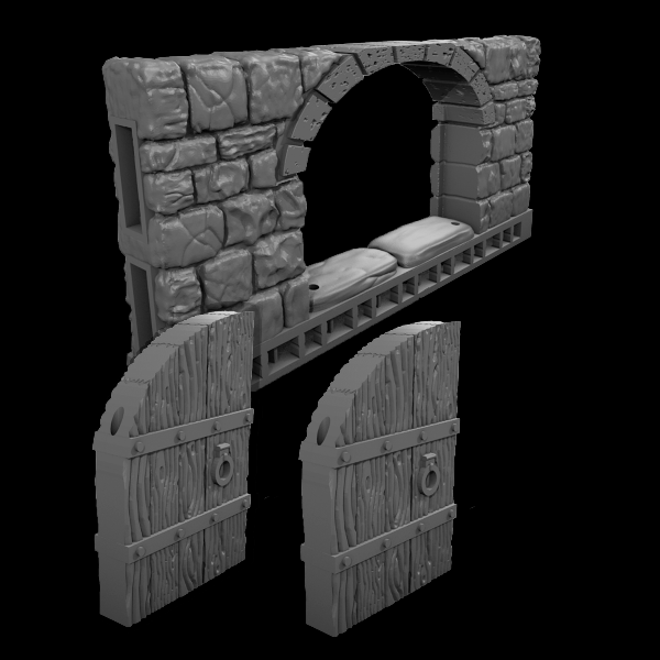 Producto - Puerta doble interactiva de 4 tiles de ancho (100mm) Dungeon Stone