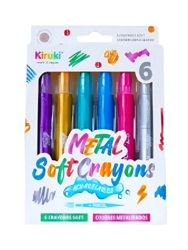 Producto - Crayones Soft Acuarelables X6 Kiruki - Metalizados