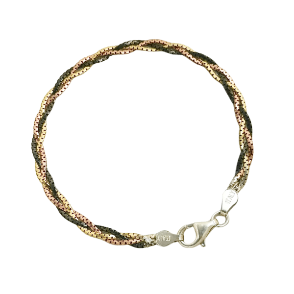 Producto - Pulsera Plata 925 Tricolor Trenzada
