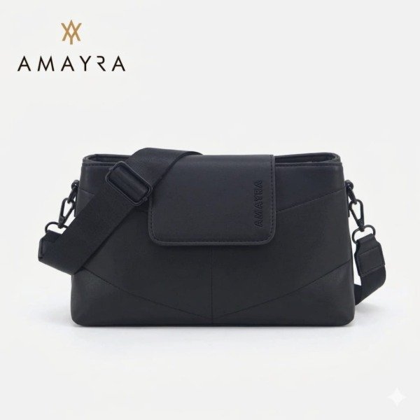 Producto - Cartera Amayra PU negra c/solapa 67-C26281R