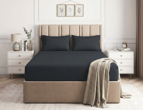 Producto - Sábana Ajustable Percal 2 1/2 Plazas "Negro"