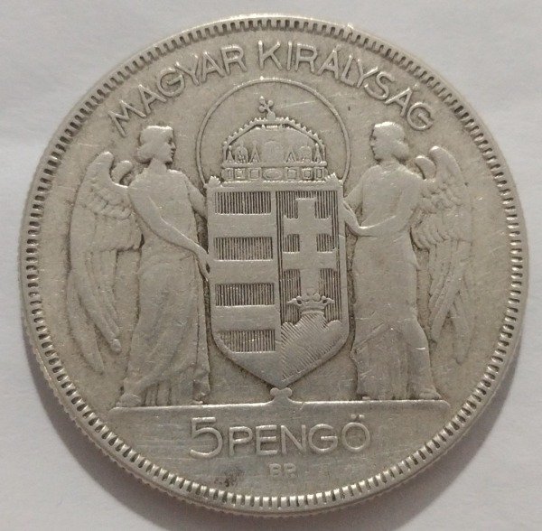 Producto - Hungría 5 Pengo 1930. KM# 512. 25 gramos plata 640