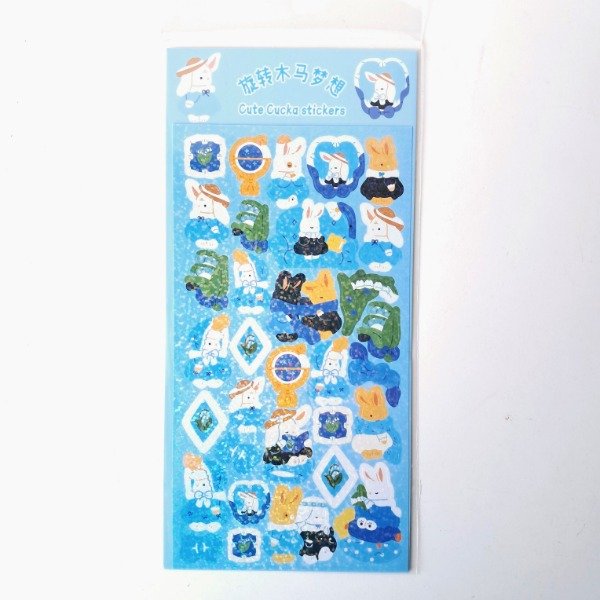 Producto - Plancha de stickers Holográfica - Conejitos