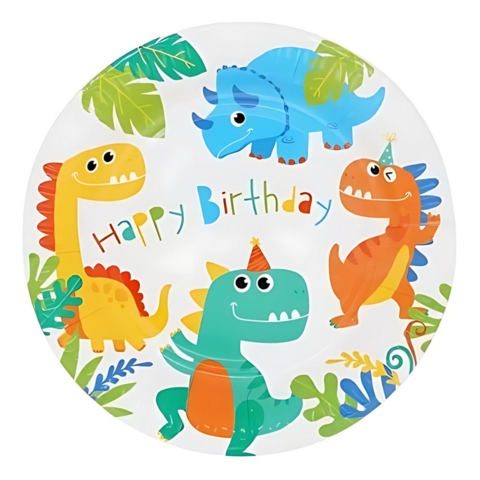 Producto - PLATOS POLIPAPEL DINO Y ARCOIRIS X6