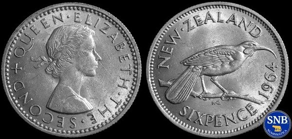 Producto - Nueva Zelanda - 6 Peniques (1964) [XF] KM #26.2 - Commonwealth