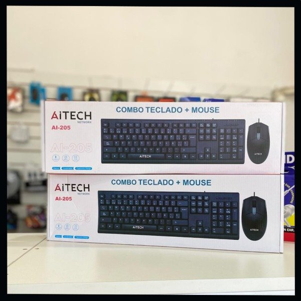 Producto - KIT TECLADO + MOUSE AITECH AI-205 CON CABLE NEGRO