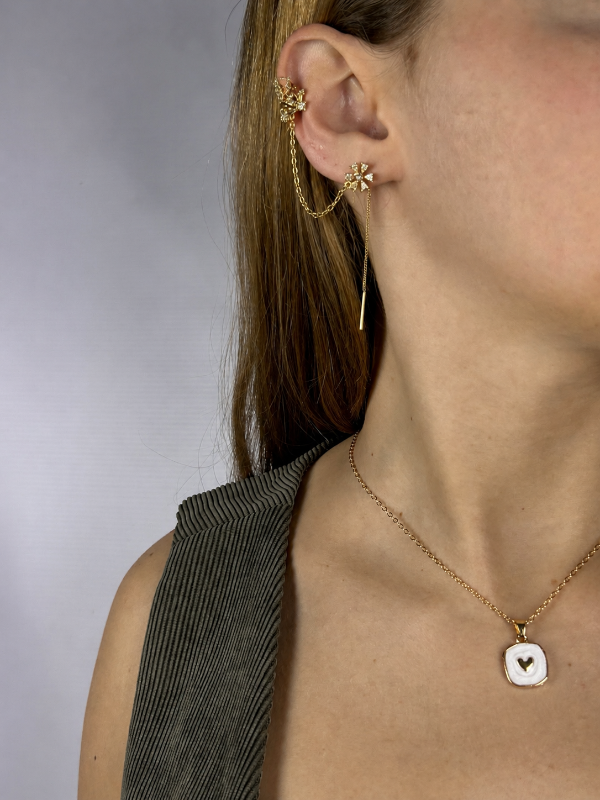 Producto - AROS FLOR CUBICS Y CADENA CUFF 1128