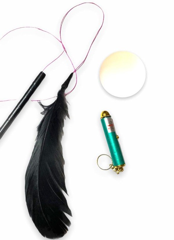 Producto - Kit Juguetes Para Gatos: Pluma , Laser Y Pelotita