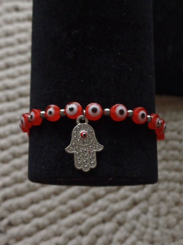 Producto - Pulsera ojos turcos roja con dije