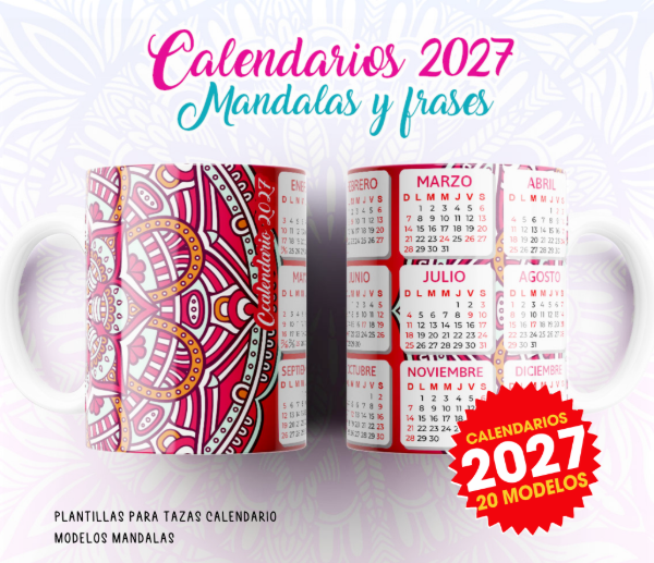 Producto - Plantillas Sublimar Tazas Calendarios 2027 Mandalas Frases Sublimacion - 0