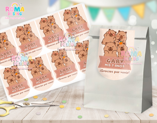 Producto - Etiquetas bolsita Capibara beige
