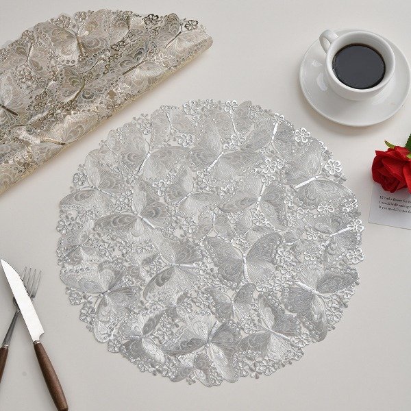 Producto - INDIVIDUAL PU MARIPOSA REDONDO X6PC