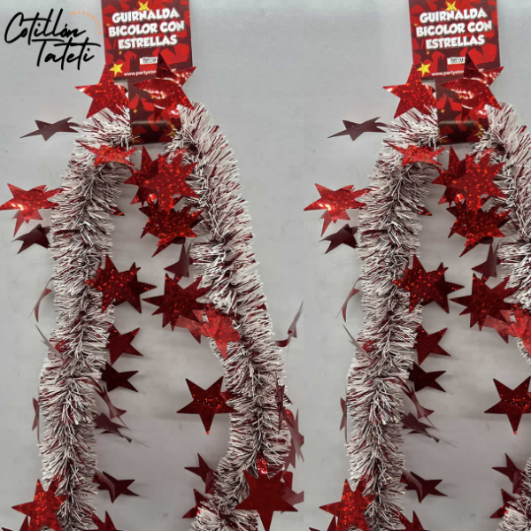Producto - BOAS NAVIDEÑAS BICOLOR CON ESTRELLAS - 180 cm