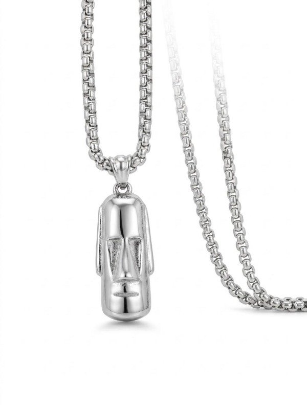 Producto - DIJE MOAI CON CADENA ACERO 60 CM - 1