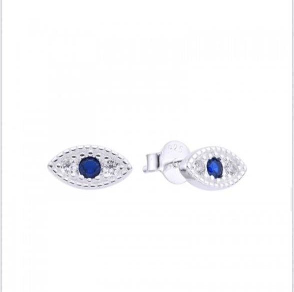Producto - Aros Ojito Turco Azul Plata-925. Par