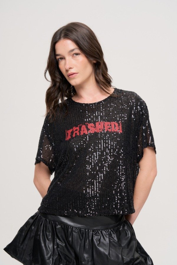 Producto - REMERA M/C LENTEJUELAS ESTAMPA TRASHED
