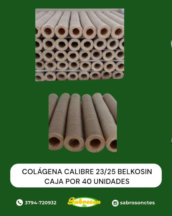 Producto - Tripa Colágena Comestible Calibre 23 Para Salchichas Belkosin x caja 40 unidades