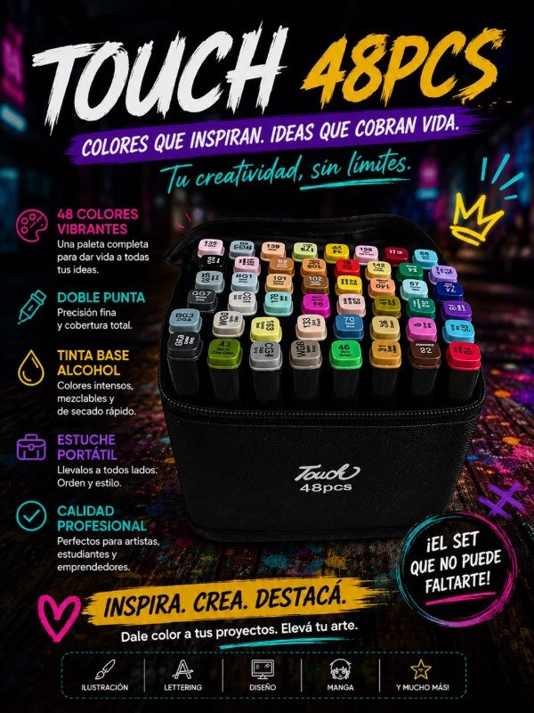 Producto - Kit de fibras doble punta en estuche 48pcs