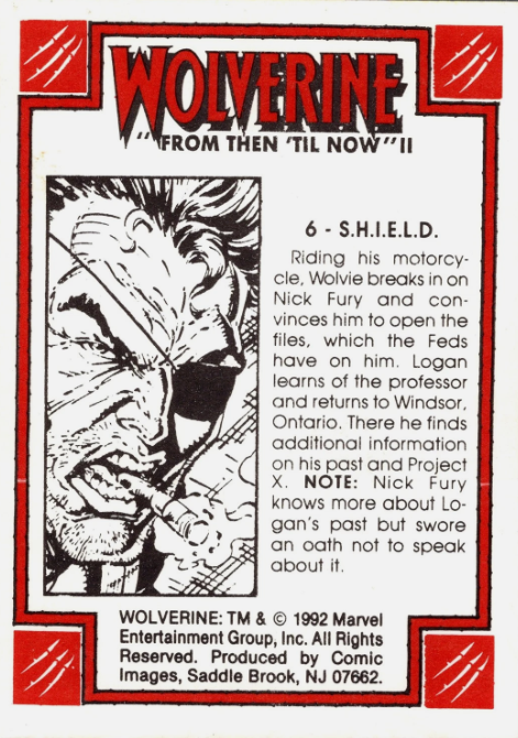 Producto - 1992 Comic Images Wolverine From Then 'Til Now II  #6 - S.H.I.E.L.D. - 1