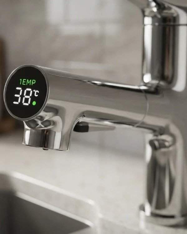 Producto - Grifería Monocomando Inteligente Cilíndrica Con Display Led Premium - 0