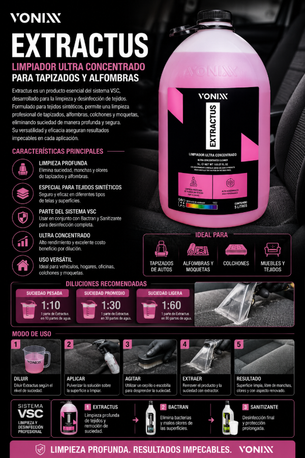 Producto - Vonixx Extractus 5L Limpiador Profesional de Tapizados y Tejidos - Uso Prof