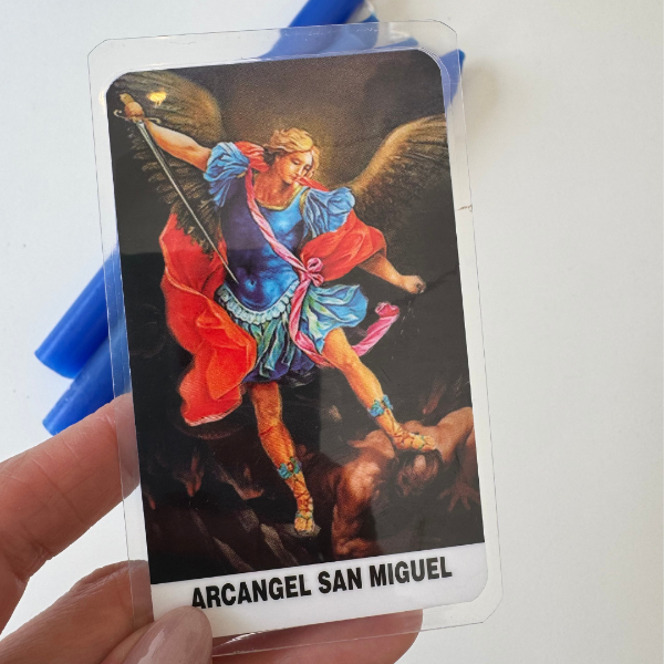 Producto - ESTAMPA PLASTIFICADA ARCANGEL SAN MIGUEL + ORACIÓN