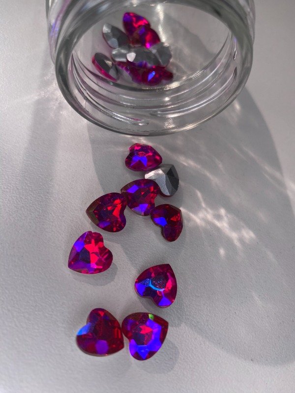 Producto - Corazón Vidrio Redondo Fuccia x4 unid