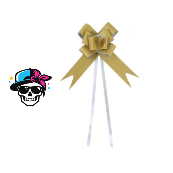 Producto - moño facil glitter dorado
