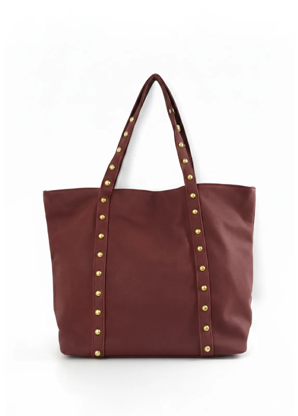 Producto - Tote Cuero Sintético con tachas Bordo