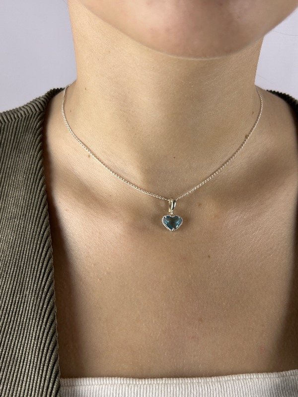 Producto - CADENA DE PLATA CORAZÓN CRISTAL 0104