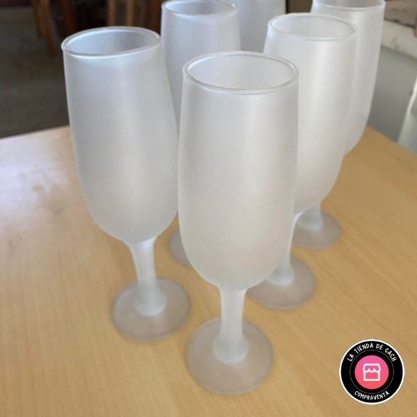 Producto - LOTE 6 COPAS CHAMPAGNE ESMERILADAS 20CM. PRECIO POR TODO #3825
