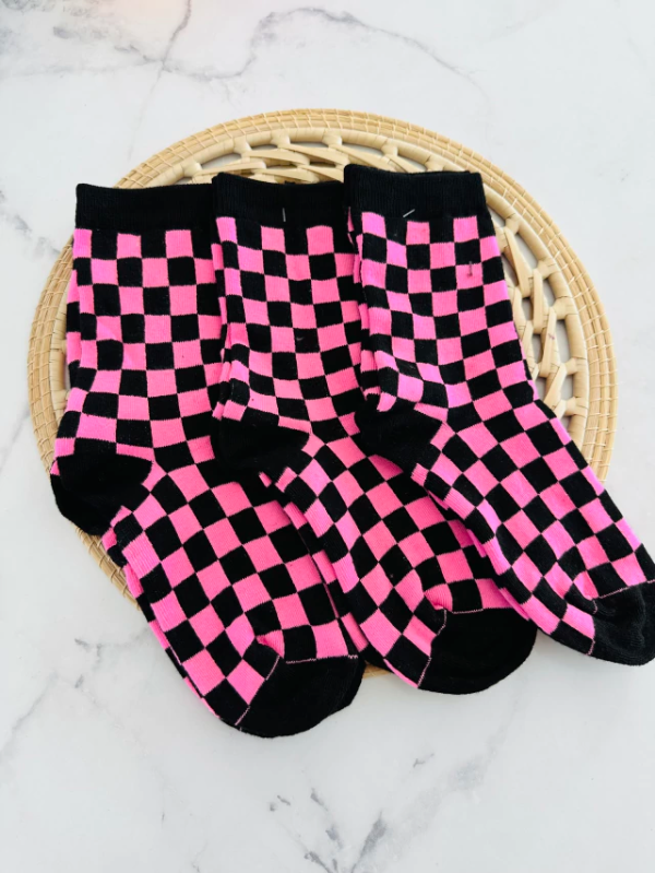 Producto - TENIS ADULTO - negra con cuadritos rosas(doble hilado)