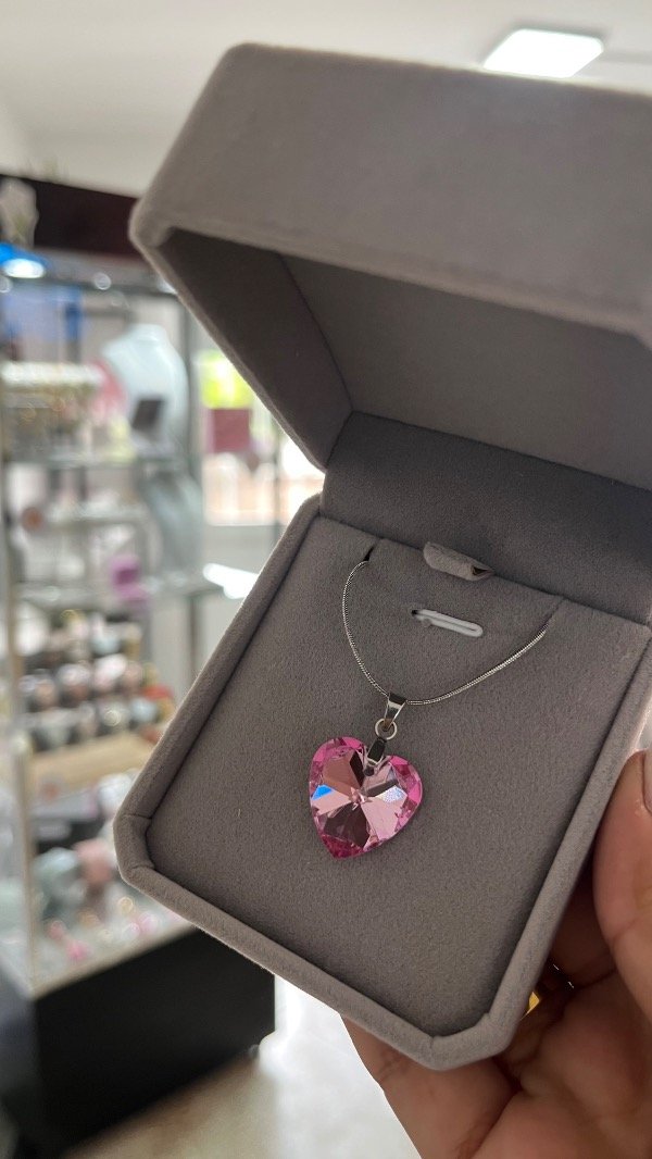 Producto - Collar corazón cristal rosa - 0
