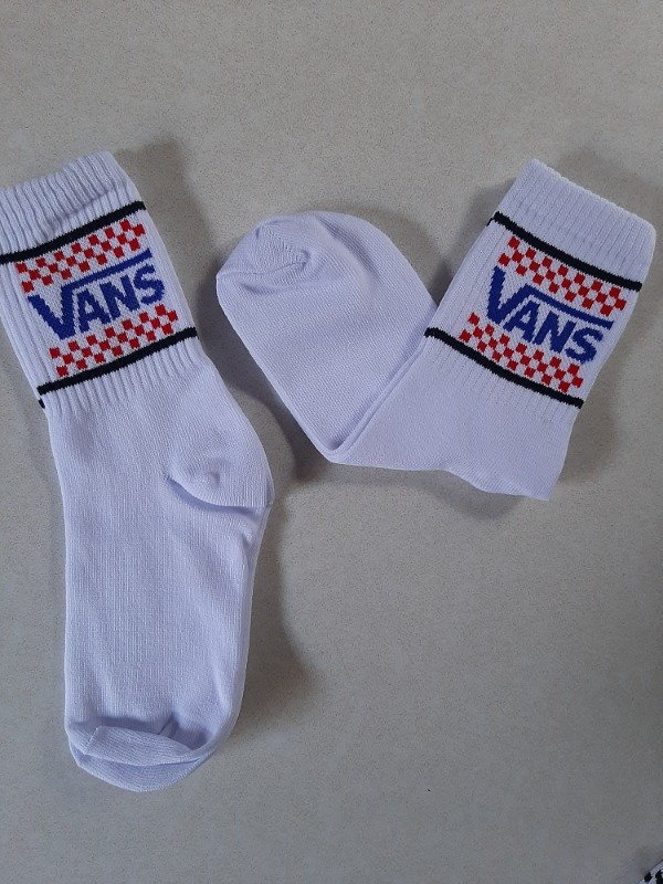 Producto - Media caña adulto - Vans blanco cuadrados rojo