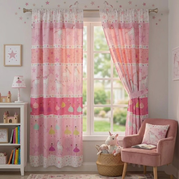 Producto - Juego de Cortinas "Unicornios/Bailarinas"