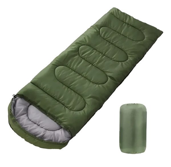 Producto - Bolsa de Dormir con Capucha Verde Tamaño Grande Apertura Completa - 0