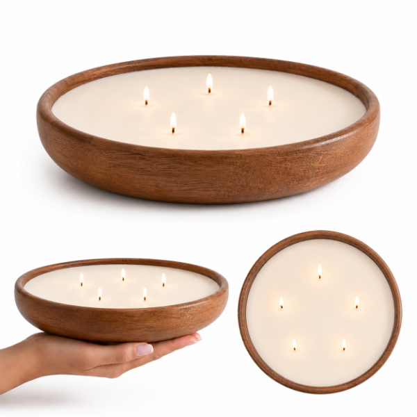 Producto - Velas - Cuenco Madera - 18x5 Cms