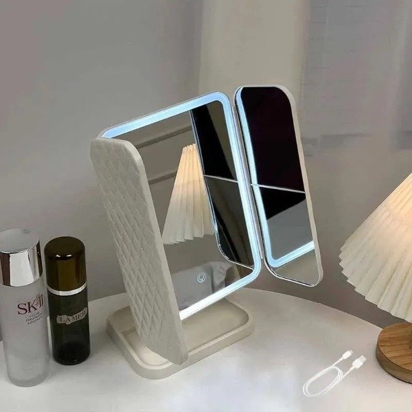 Producto - Espejo de Maquillaje Triple LED con Aumento y Recargable USB - 5