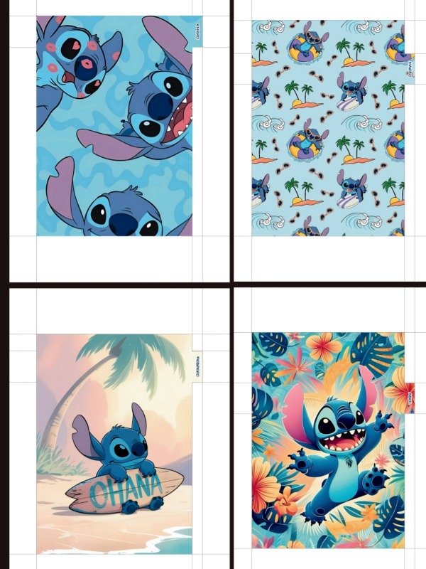 Producto - Imprimible Stitch 12 Carátulas A5 con solapa pestañas
