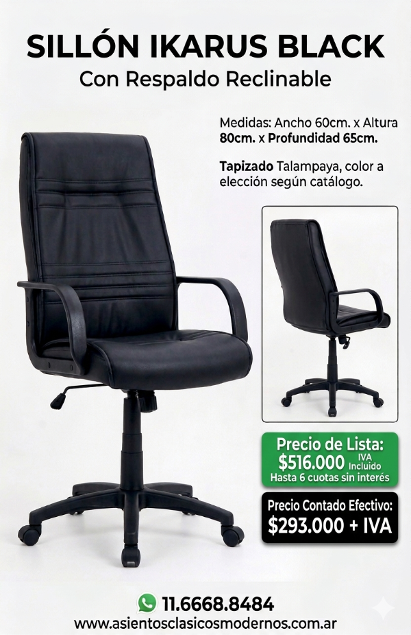 Producto - Sillón Ejecutivo IKARUS BLACK, Respaldo Reclinable!!
