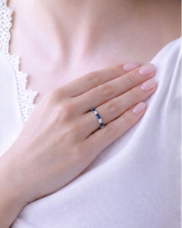 Producto - Anillo de Plata Medio-Sin Fin, Zircon Azul - 2