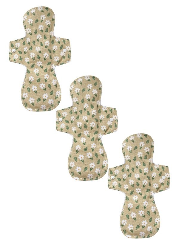 Producto - Pack de tres toallitas nocturnas - Flores verdes