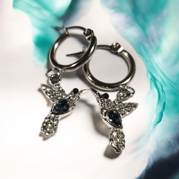 Producto - Argollitas colibri azul