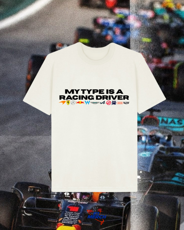 Producto - Remera cremita "My type is a Racing Driver"