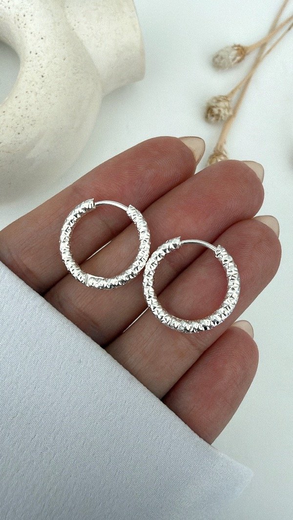 Producto - Argollas Machu finas 1,9cm ACERO BLANCO