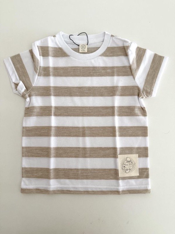 Producto - Remera rayada almendra