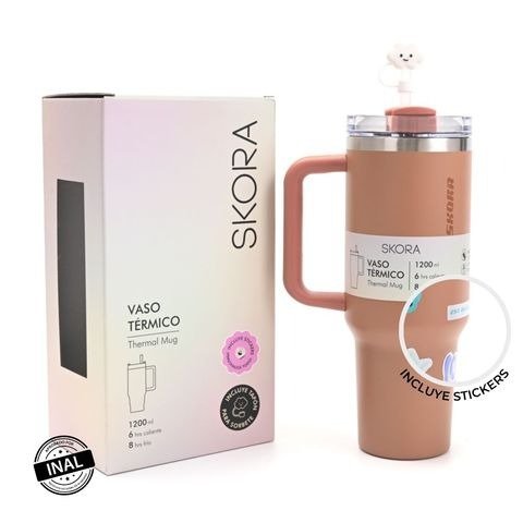 Producto - VASO TERMICO DE ACERO CON SORBETE Y TAPON NUBE NUDE 1200CC SKORA