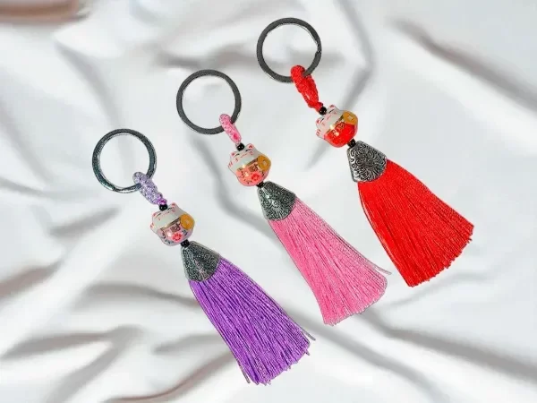 Producto - LLAVERO GATO DE LA FORTUNA CON FLECOS