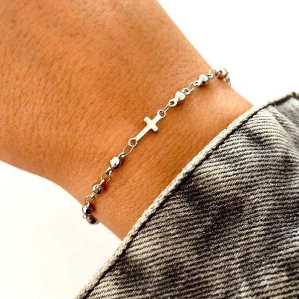 Producto - Pulsera de acero quirúrgico - Bolitas - Cruces