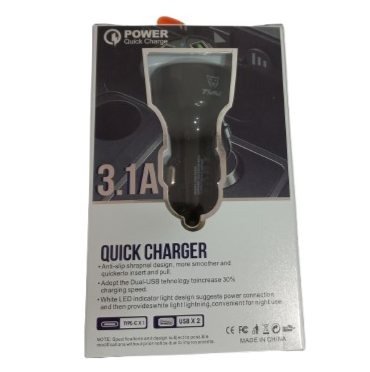 Producto - CARGADOR DE AUTO 2 USB + 1 TC 3.1A